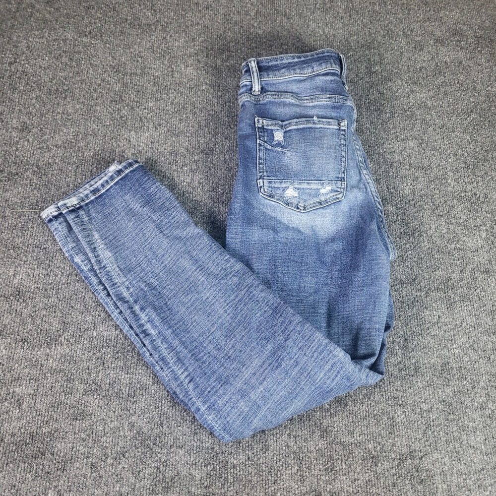 BKE Denim Mom Jean High Rise Distressed Blue Stretch Size 27